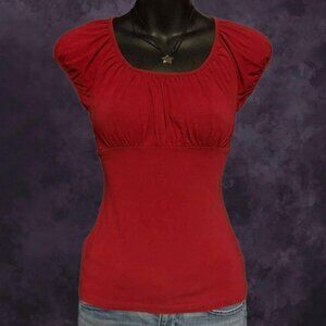 Loft Red Puff Blouse